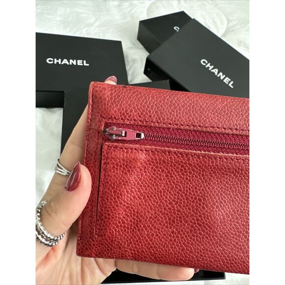 CHANEL Red Caviar Leather Timeless French Wallet W/Box - Picture 3 of 16
